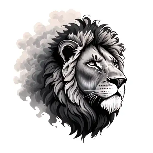 Lion With A Cloudy Back Round