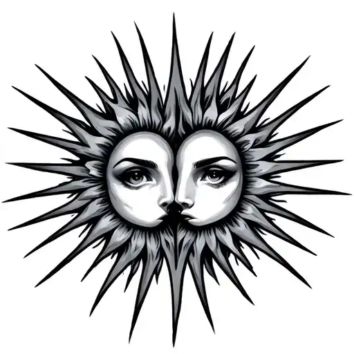 Neo-traditional Twin Flame Shaped Rays