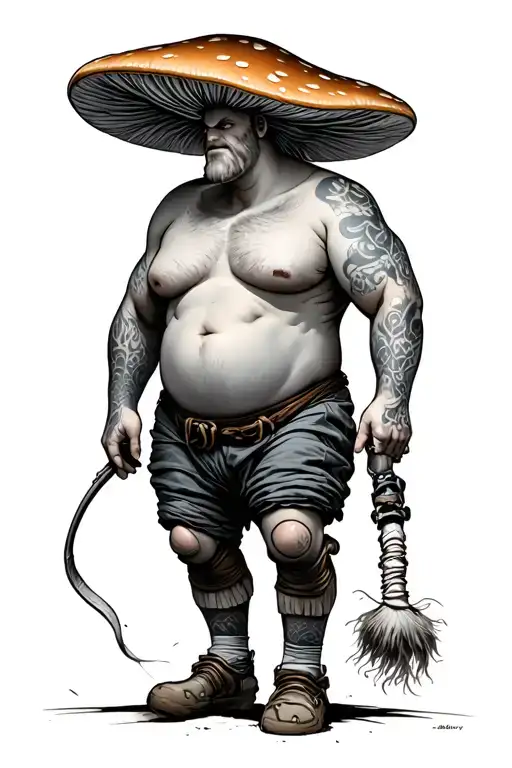 Mushroom Fat Guy In Walking Cast