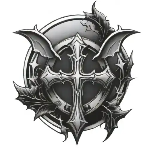 Cyber Sigilism Cross With Bats