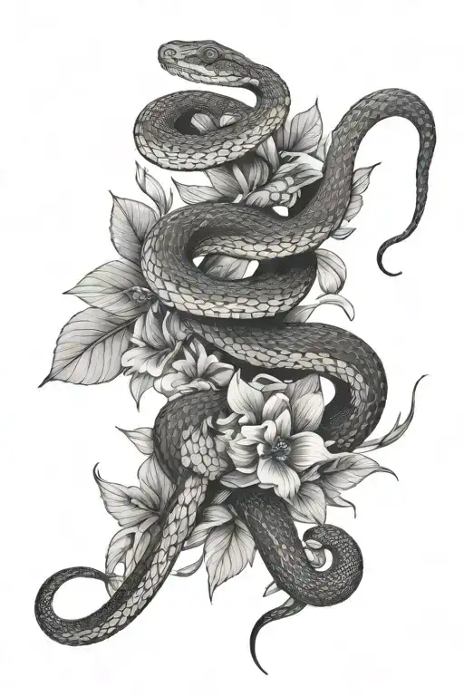 Snake And Flower Growing