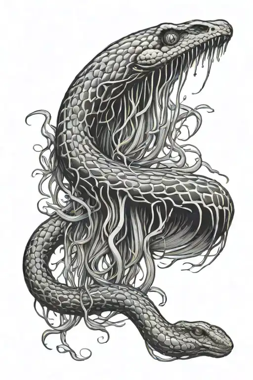 Snake Morphing Into Jellyfish Floating