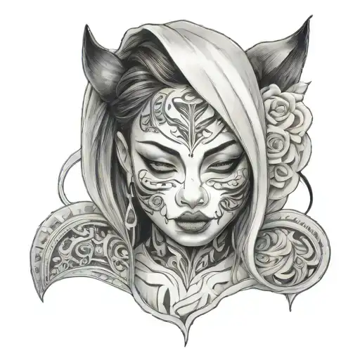 Beautiful Girl Shedding Henya Mask Crying