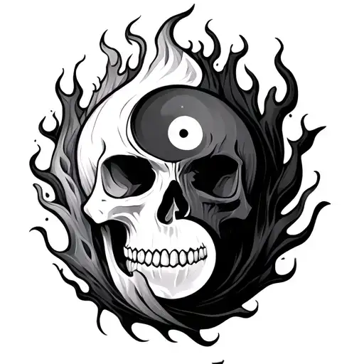 Skull Flame Ying Yang