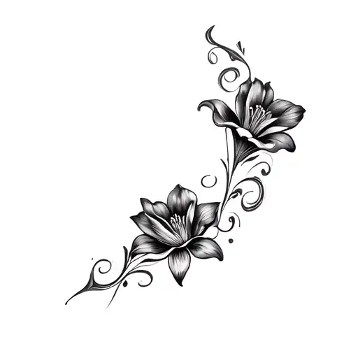 2 Flowers With Swirls