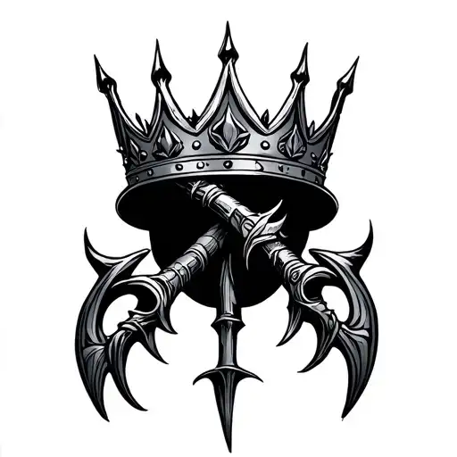 Upsidedown Trident Under A Crown