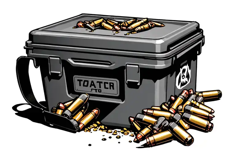 Ammo Can With Linked Machine Gun Rounds Coming Out Of The Front