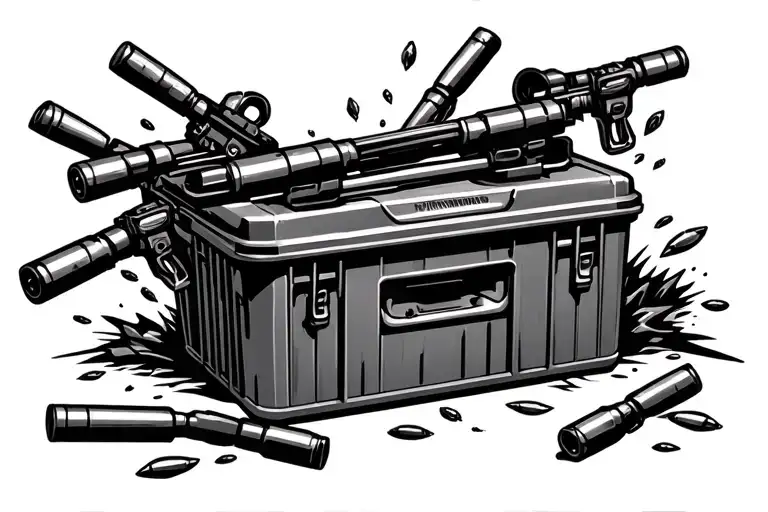 Ammo Can With Linked Machine Gun Rounds Coming Out Of The Front