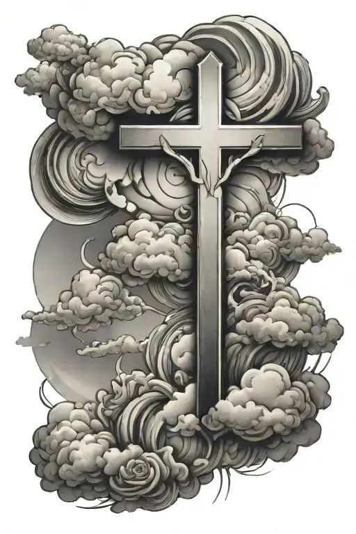 Clouds And Cross Made