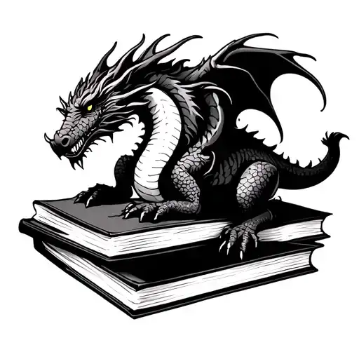 Books With A Dragon And Moon