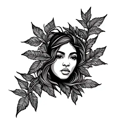 A Tattoo That Fuses African Raffia Patterns And With Vine Leaves Growing Up A Leg