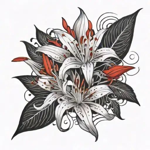 Red Spider Lily Flowers With Music Notes Floating