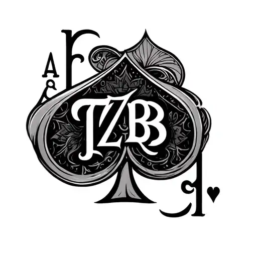 Tzb In Gothic Font Inside Of A Ace Of Spade