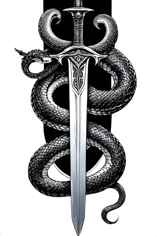 A Sword With A Snake Coiled