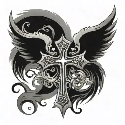 A Gothic Cross With Wings