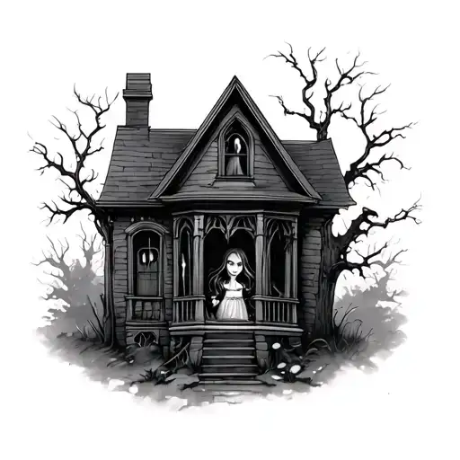 Haunted House With Girl In Window