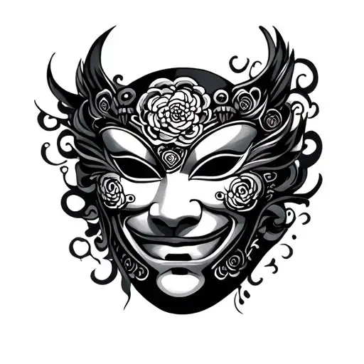 Japanese Mask Tattoo Art Style