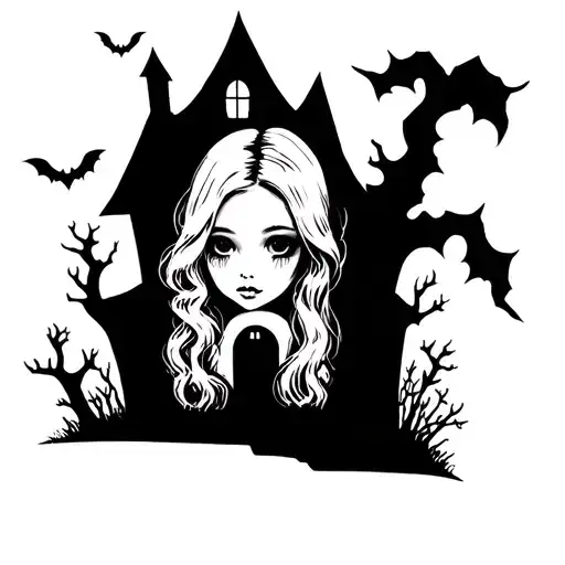 Haunted House With Little Blonde Girl