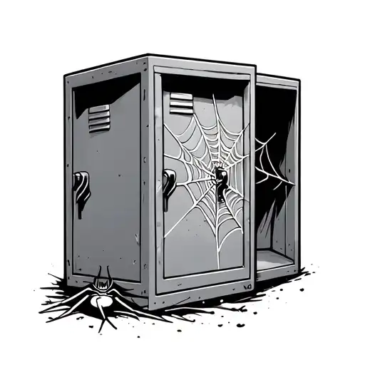 Ai Generate A Small High School Locker Laying Against A Spider Web