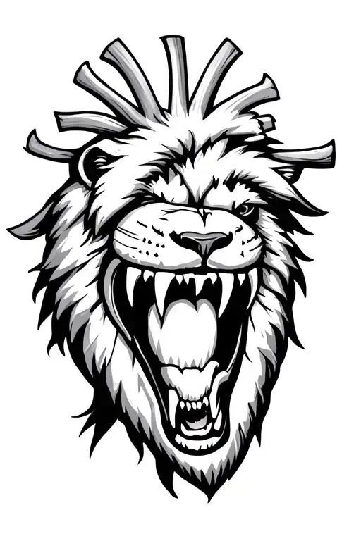 Human Heart With A Lion Showing Teeth Superimposed