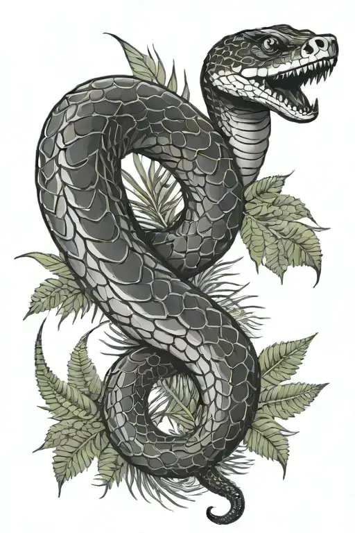 Snake With Ferns