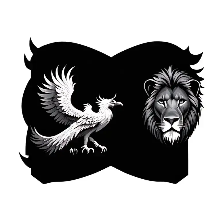 Phoenix Bird And A Lion