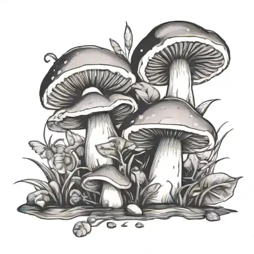 Mushrooms And Snails On Foremarm