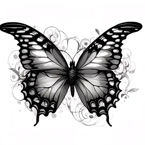 3 Butterflies Trippy Abstract Lineart