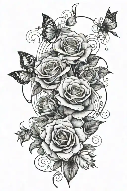 Roses And Flowers With Space In Middle For Name Written