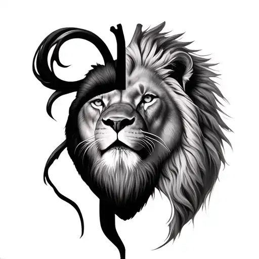 A Realistic Human Heart Superimposed With A Realistic Lion Face