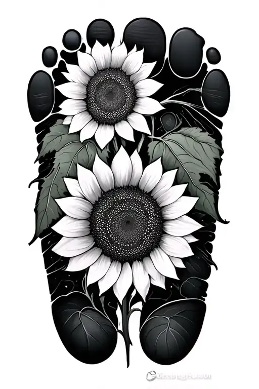 Sunflower And Foot Print
