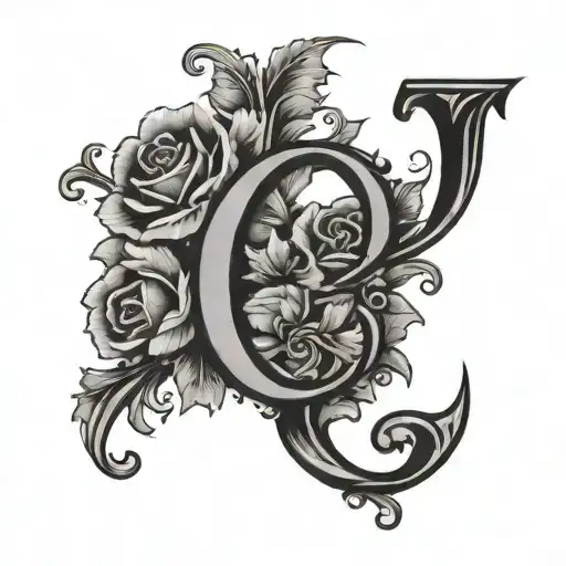 Letter G In Gothic Font With Flowers