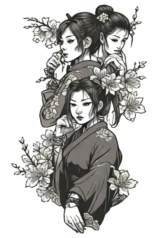 Hear No Evil Say No Evil Speak No Evil Japan Girl With Sakura