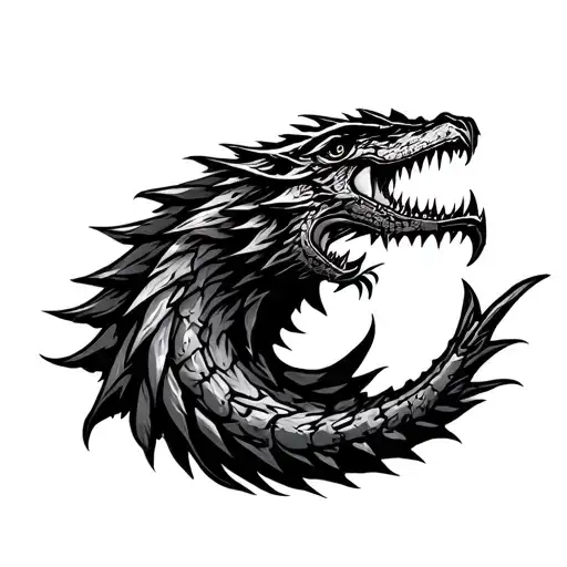 Tatto In The Spine Of Monster Hunter Logo