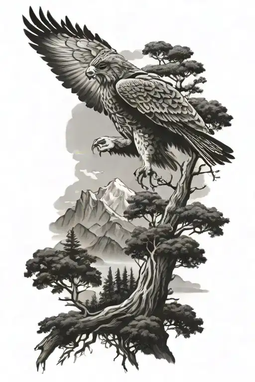 Hawk Tree Mountain Scene