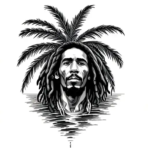 Small Bob Marley Palm Trees Sun And Ocean