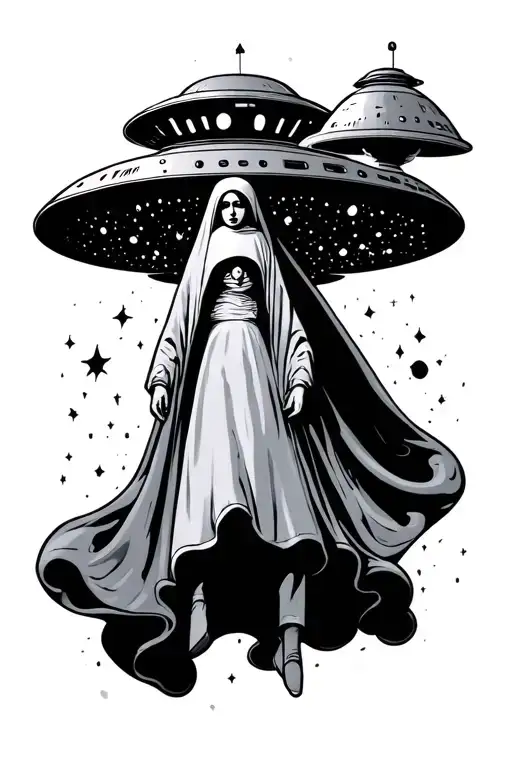 Handmaid Levitating Into A Ufo
