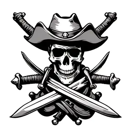 Cowboy Pirate Skull And Swords Crossed