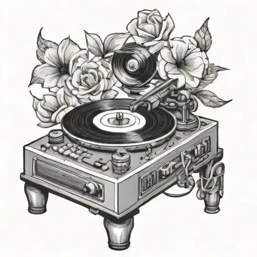 Vinyl Player With Flowers