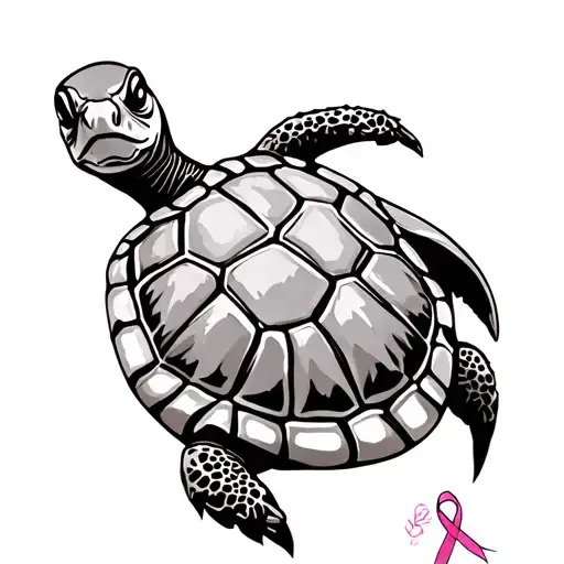 Turtle And Breast Cancer Ribbon