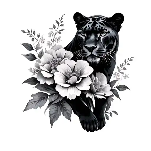 Panther And Flowers