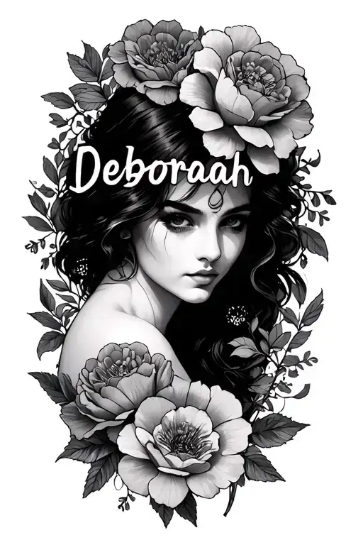 Tattoo Saying Deborah With Flowers Around It