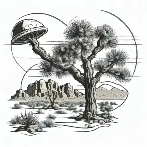 Joshua Tree And Ufo Beaming
