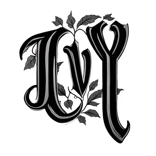 The Name Ivy In Cursive With A Design