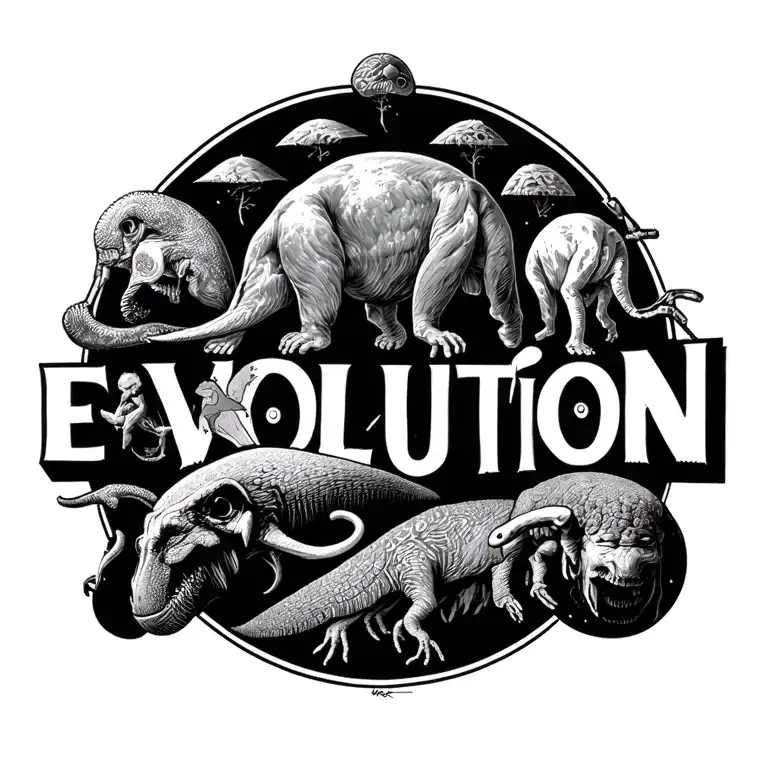 The Word Evolution With Pictures Of Famous Discoveries In Evolution