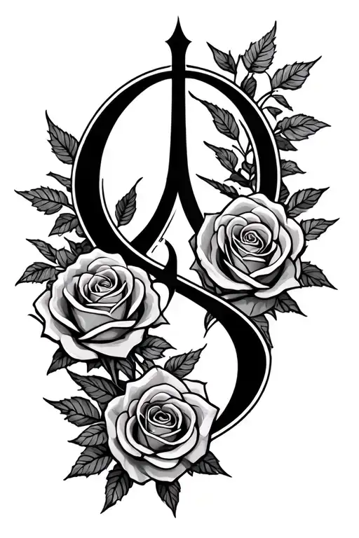 Badass Tiwaz Rune With Roses