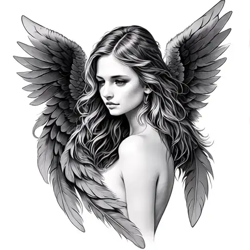 Angel Feathers On Shoulder