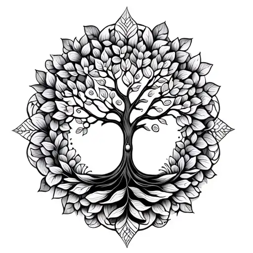Bodhi Tree Leafy Feminine Peaceful Meditation Symbols
