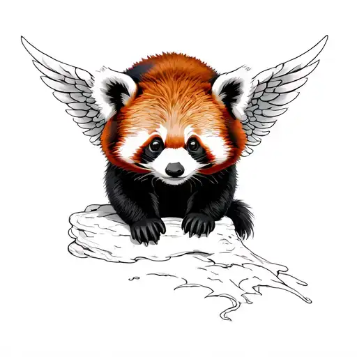 Red Panda With Angel Wings