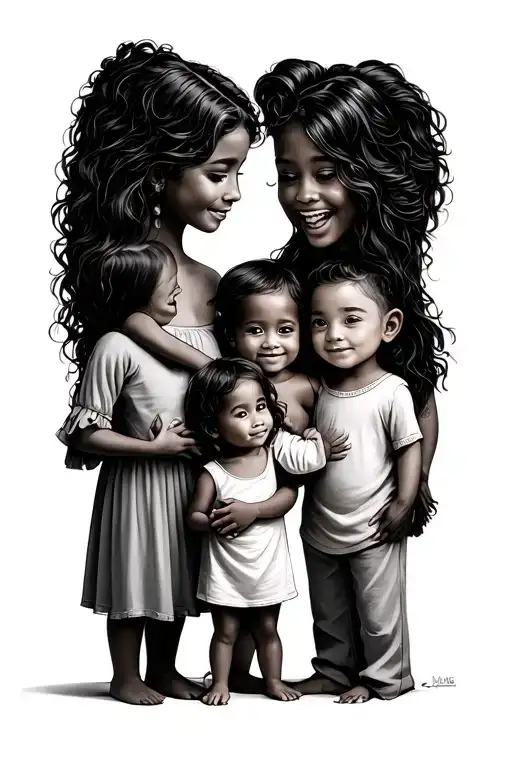 Family With Living Children And Heavenly